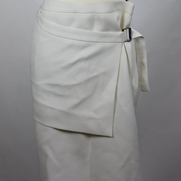 BCBG Maxazria Women's Skirt 8 White Half Apron Style Wrap w Belt - Picture 1 of 7